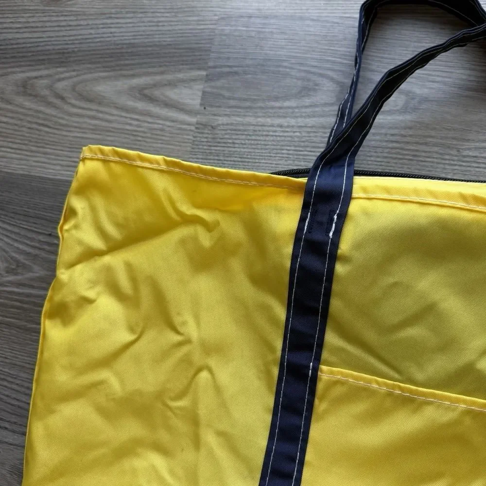 Vintage LL Bean Boat And Tote Bag Large Yellow Blue Nylon 80s 90s Rare